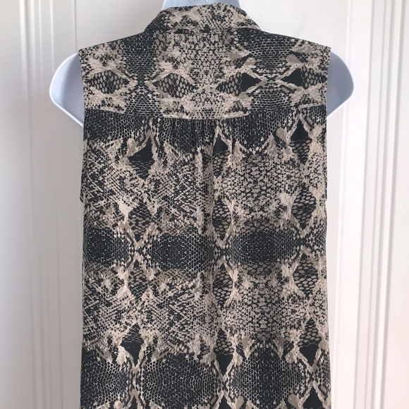 🔴 4/$15 BR tan & black snakeskin print sleeveless shirtdress in size 2 in EUC - Picture 12 of 15